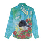 New Zealand Tomtit Women Casual Shirt Maori Koru With Pohutukawa Galaxy Style - Aussie Hoodie