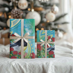 New Zealand Tomtit Wrapping Paper Maori Koru With Pohutukawa Galaxy Style