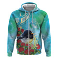 New Zealand Tomtit Zip Hoodie Maori Koru With Pohutukawa Galaxy Style - Aussie Hoodie