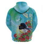 New Zealand Tomtit Zip Hoodie Maori Koru With Pohutukawa Galaxy Style - Aussie Hoodie