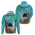 New Zealand Tomtit Zip Hoodie Maori Koru With Pohutukawa Galaxy Style - Aussie Hoodie
