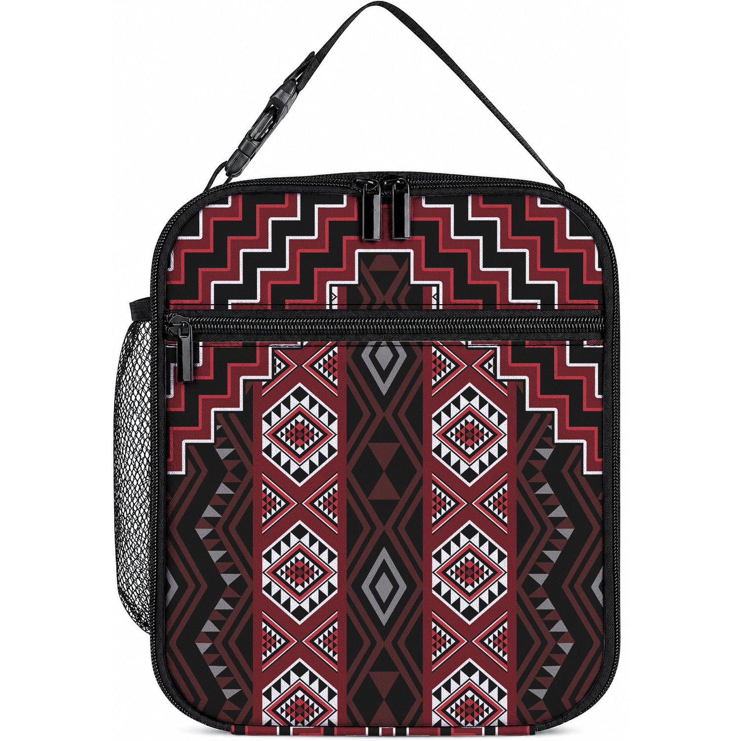 New Zealand Aotearoa Lunch Bag Red Poutama With Taniko Pattern