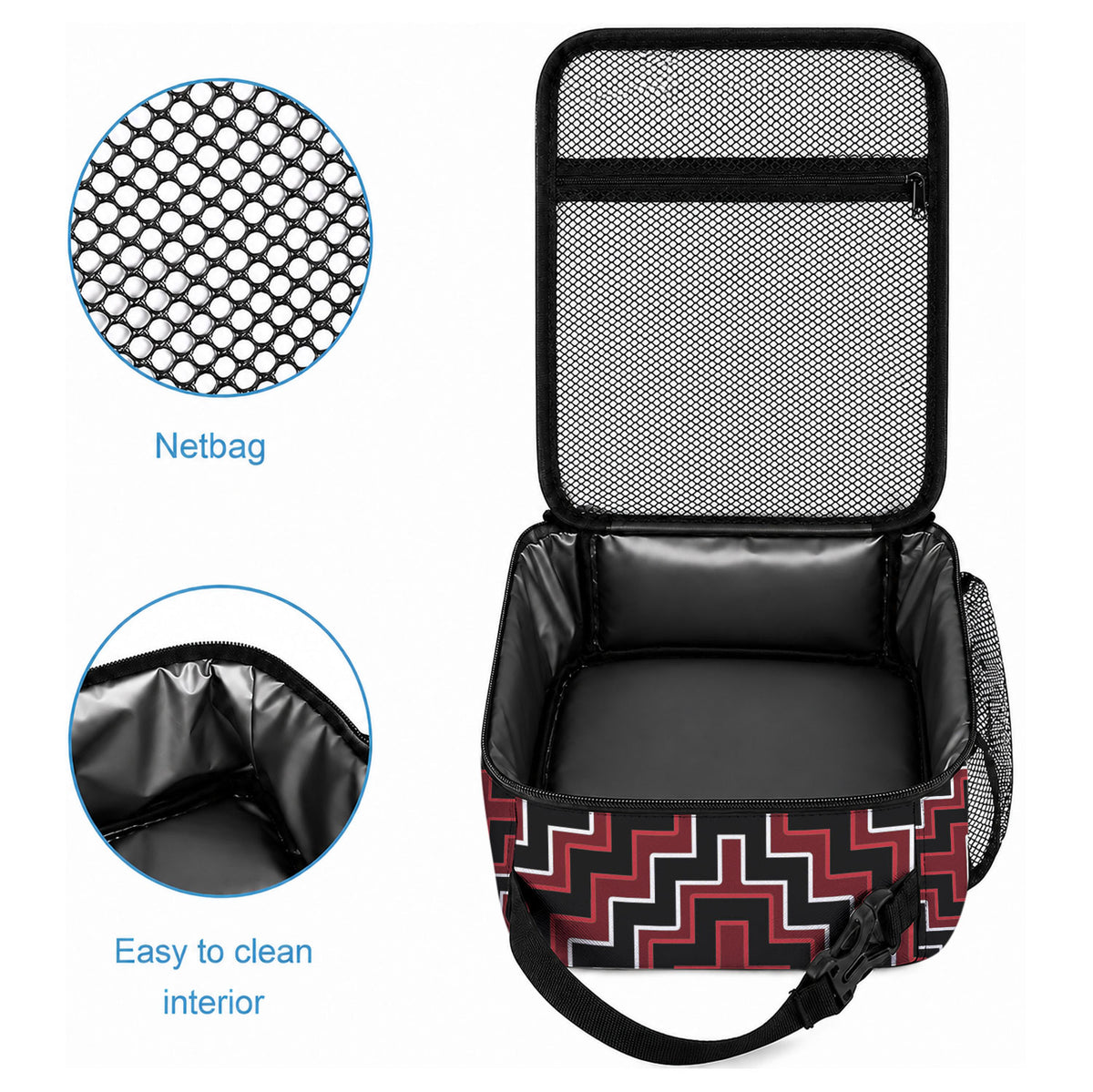 New Zealand Aotearoa Lunch Bag Red Poutama With Taniko Pattern