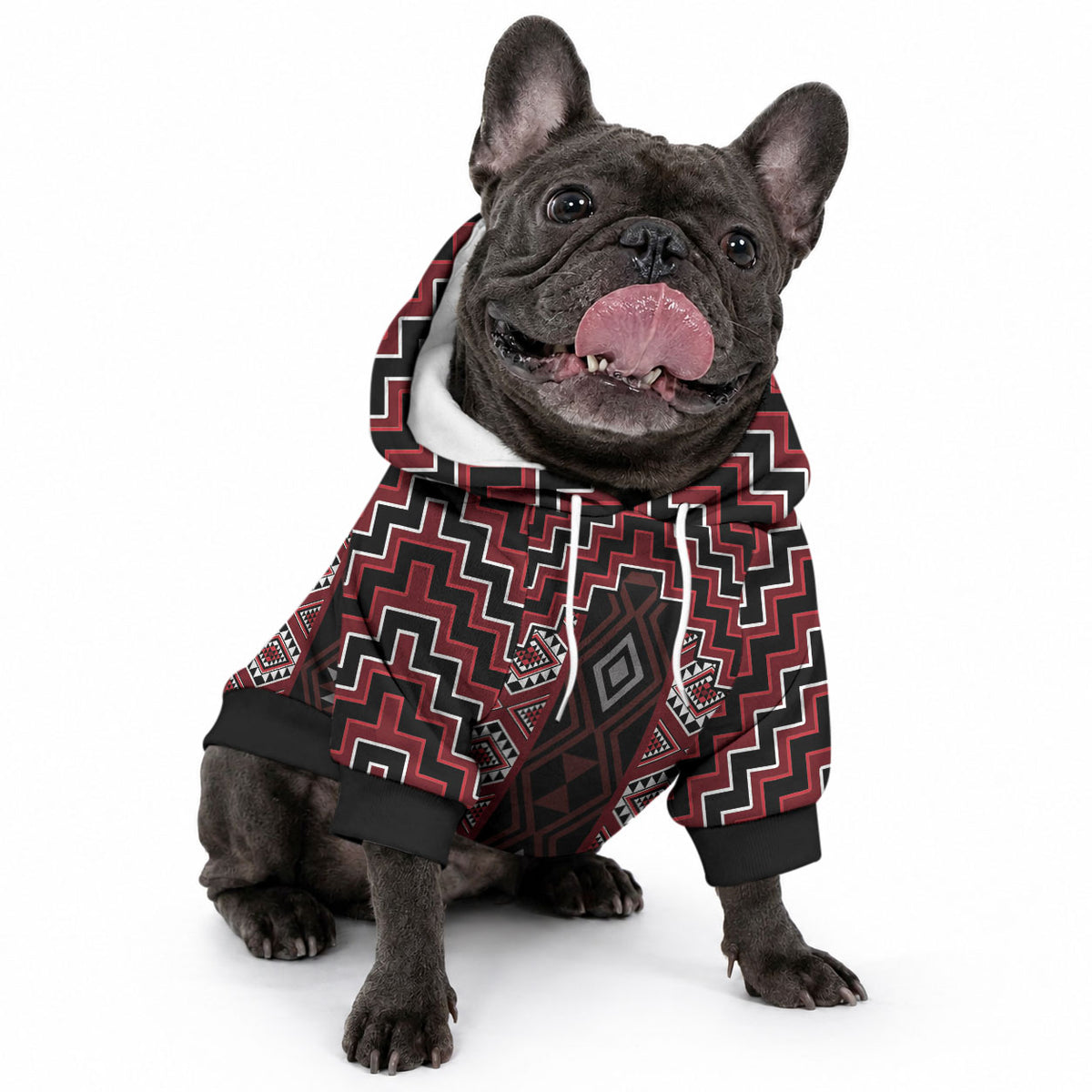 New Zealand Aotearoa Pet Hoodie Red Poutama With Taniko Pattern