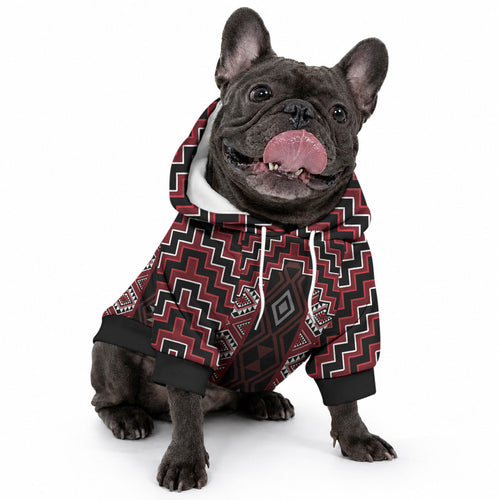 New Zealand Aotearoa Pet Hoodie Red Poutama With Taniko Pattern