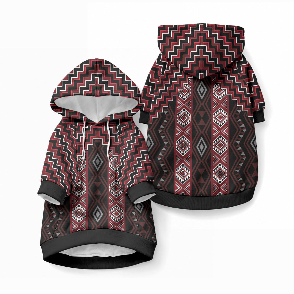 New Zealand Aotearoa Pet Hoodie Red Poutama With Taniko Pattern
