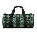 New Zealand Aotearoa Duffle Bag Green Poutama With Taniko Pattern
