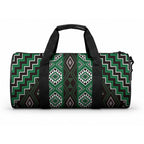 New Zealand Aotearoa Duffle Bag Green Poutama With Taniko Pattern