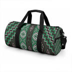 New Zealand Aotearoa Duffle Bag Green Poutama With Taniko Pattern