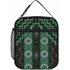 New Zealand Aotearoa Lunch Bag Green Poutama With Taniko Pattern