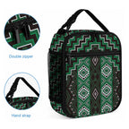 New Zealand Aotearoa Lunch Bag Green Poutama With Taniko Pattern