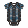 New Zealand Aotearoa Baby Onesie Blue Poutama With Taniko Pattern