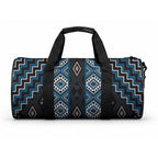 New Zealand Aotearoa Duffle Bag Blue Poutama With Taniko Pattern