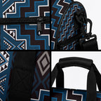 New Zealand Aotearoa Duffle Bag Blue Poutama With Taniko Pattern