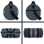 New Zealand Aotearoa Duffle Bag Blue Poutama With Taniko Pattern