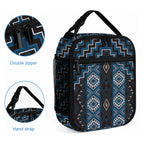 New Zealand Aotearoa Lunch Bag Blue Poutama With Taniko Pattern