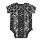 New Zealand Aotearoa Baby Onesie Black Poutama With Taniko Pattern