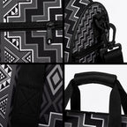 New Zealand Aotearoa Duffle Bag Black Poutama With Taniko Pattern