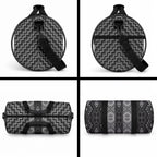 New Zealand Aotearoa Duffle Bag Black Poutama With Taniko Pattern