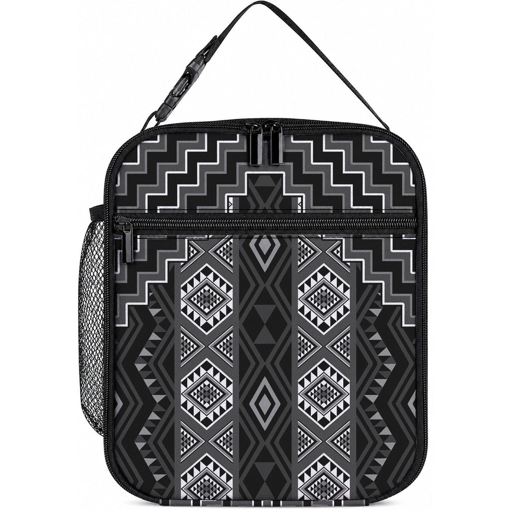 New Zealand Aotearoa Lunch Bag Black Poutama With Taniko Pattern