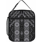 New Zealand Aotearoa Lunch Bag Black Poutama With Taniko Pattern