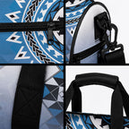 New Zealand Duffle Bag Poutama Mix Blue Taniko Inspired Art