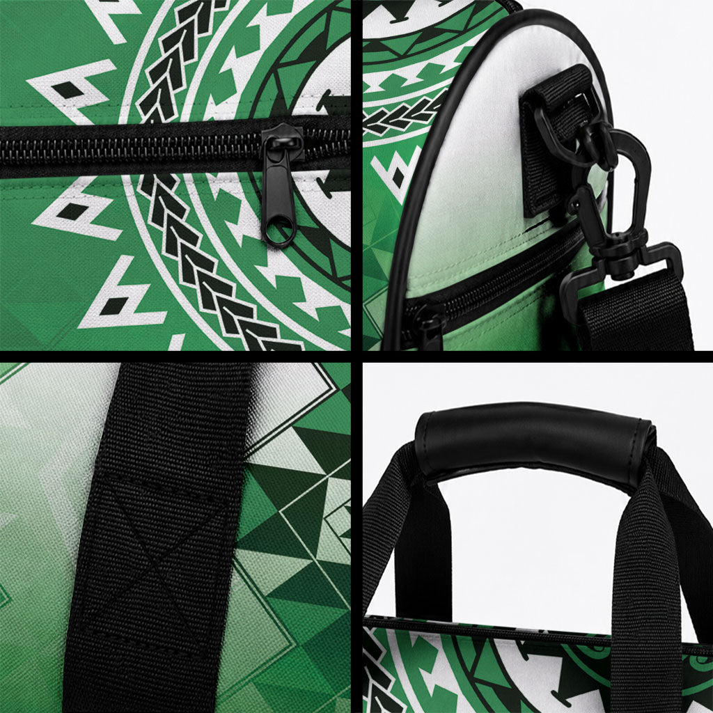 New Zealand Duffle Bag Poutama Mix Green Taniko Inspired Art
