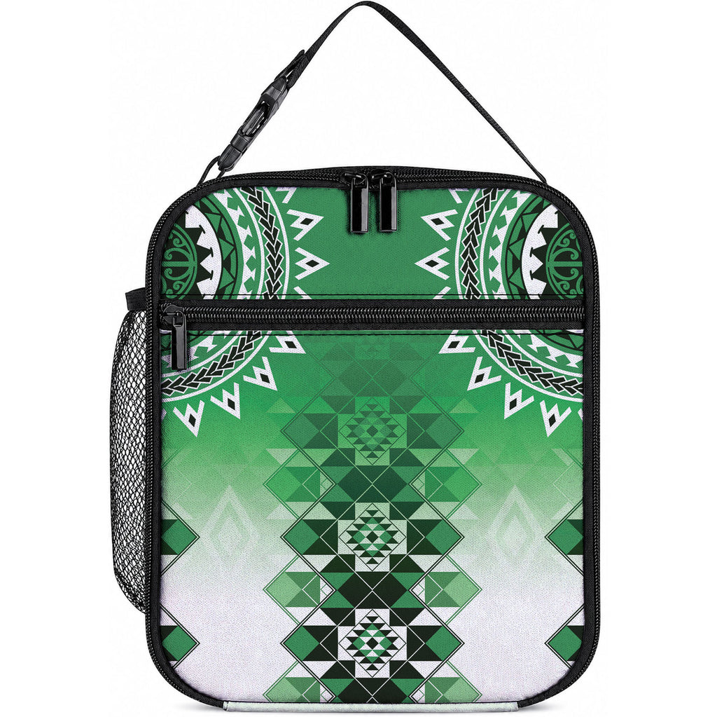 New Zealand Lunch Bag Poutama Mix Green Taniko Inspired Art