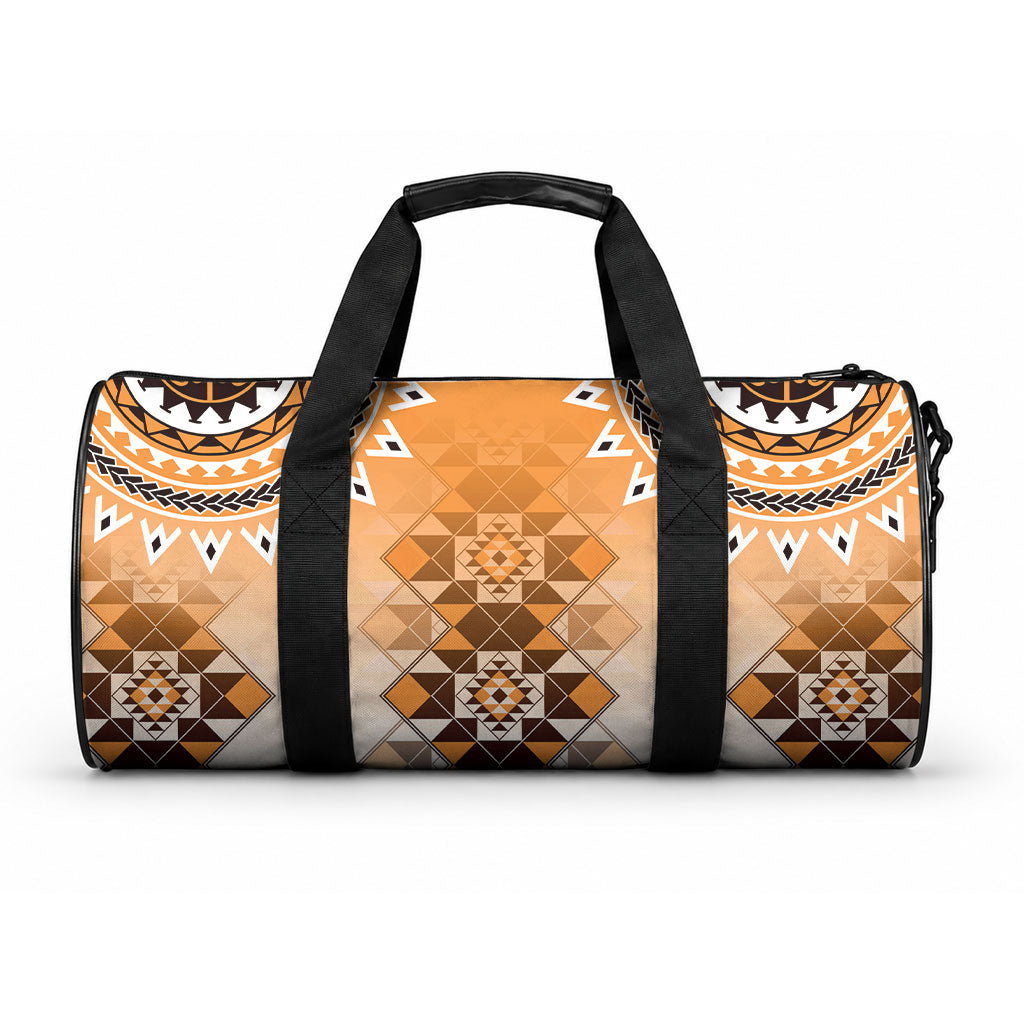 New Zealand Duffle Bag Poutama Mix Orange Taniko Inspired Art