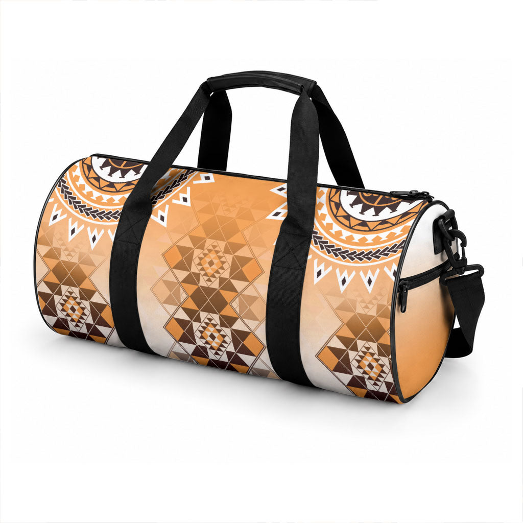 New Zealand Duffle Bag Poutama Mix Orange Taniko Inspired Art