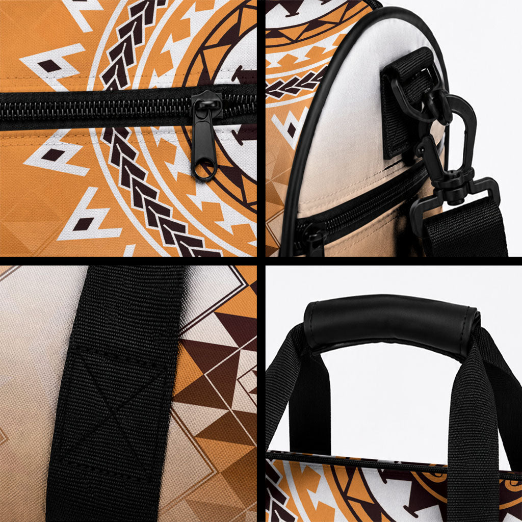 New Zealand Duffle Bag Poutama Mix Orange Taniko Inspired Art