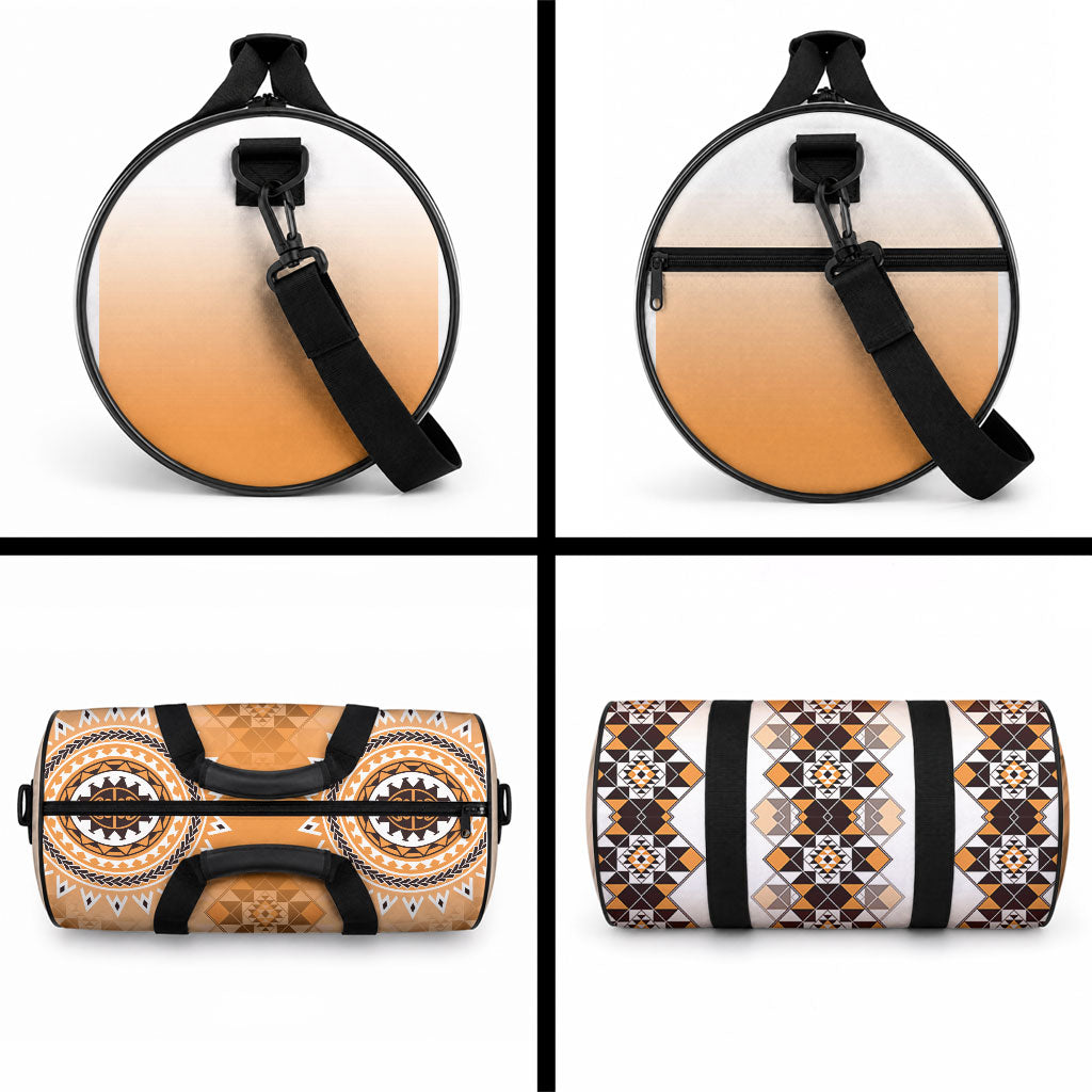 New Zealand Duffle Bag Poutama Mix Orange Taniko Inspired Art