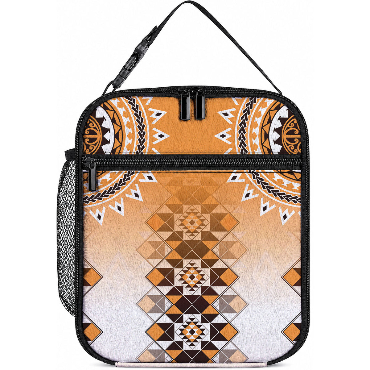 New Zealand Lunch Bag Poutama Mix Orange Taniko Inspired Art
