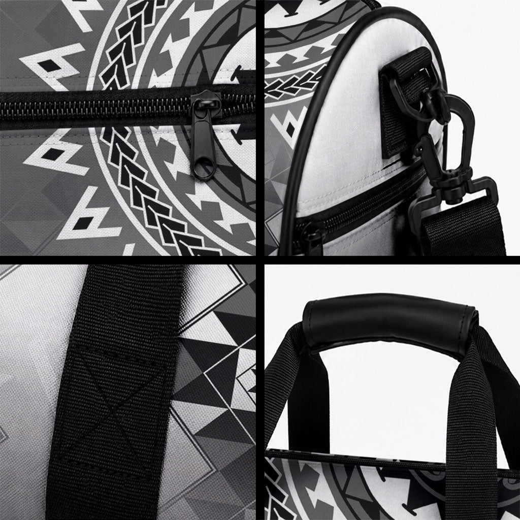New Zealand Duffle Bag Poutama Mix Gray Taniko Inspired Art