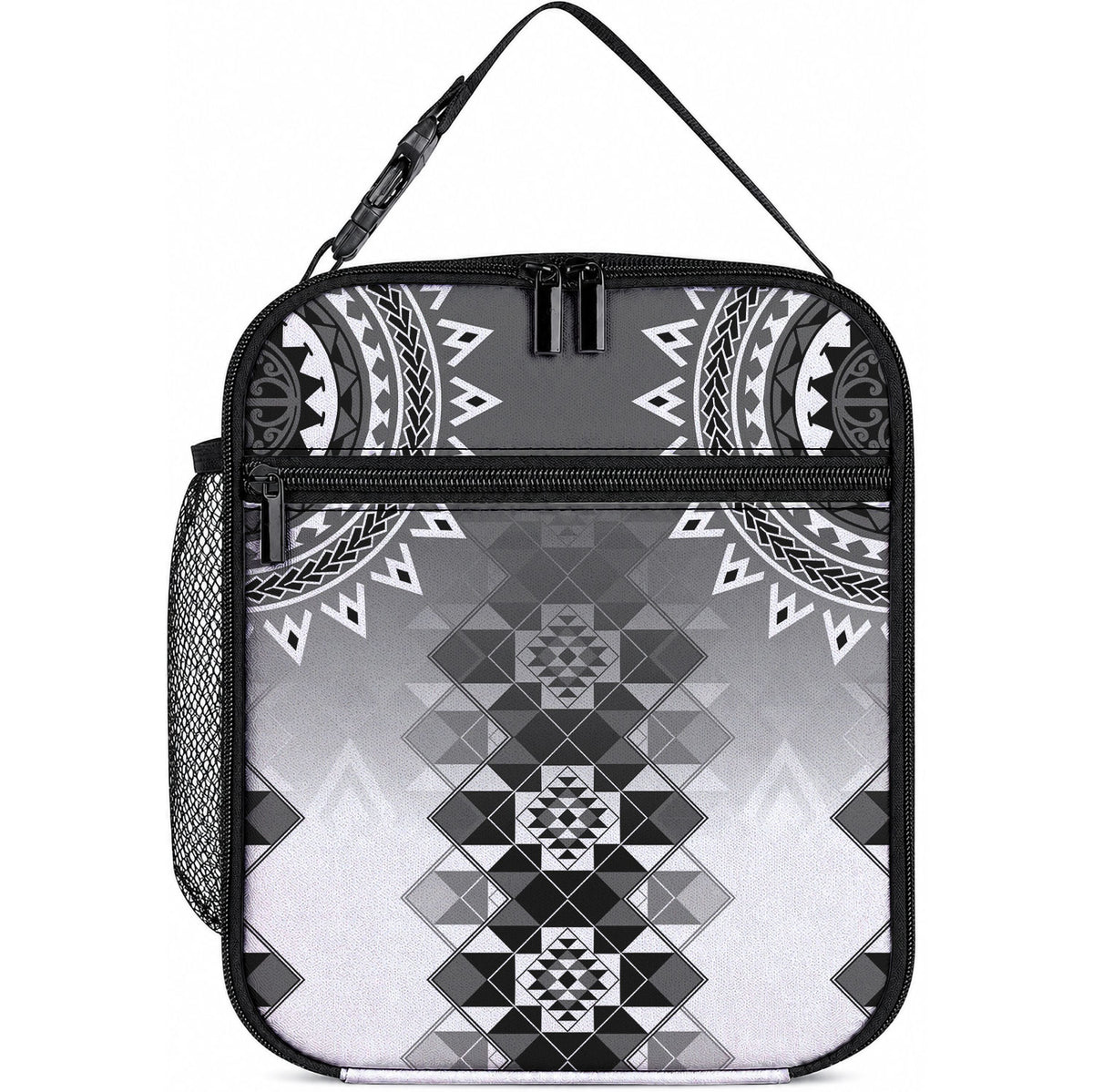 New Zealand Lunch Bag Poutama Mix Gray Taniko Inspired Art