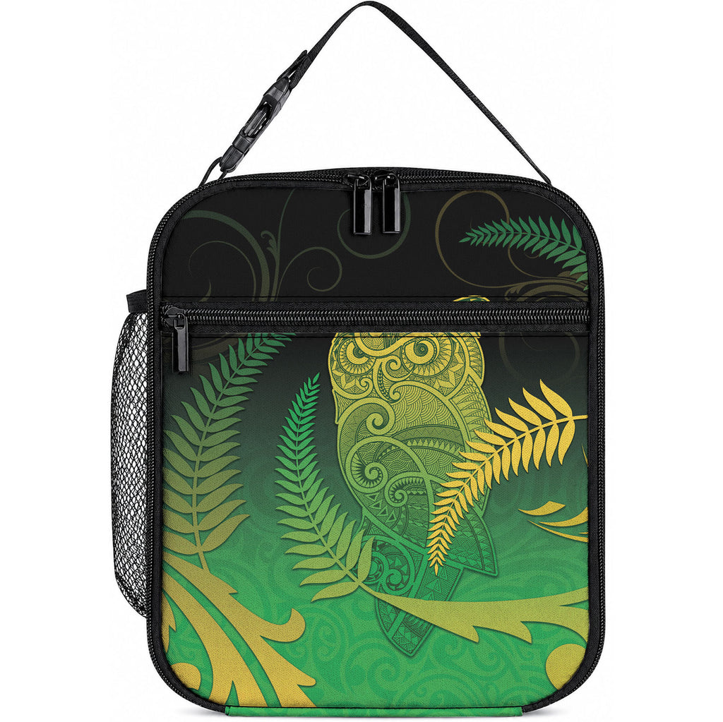 New Zealand Aotearoa Ruru Lunch Bag Maori Fern Art Green