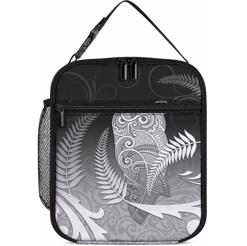 New Zealand Aotearoa Ruru Lunch Bag Maori Fern Art Black