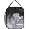 New Zealand Aotearoa Ruru Lunch Bag Maori Fern Art Black