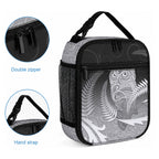 New Zealand Aotearoa Ruru Lunch Bag Maori Fern Art Black