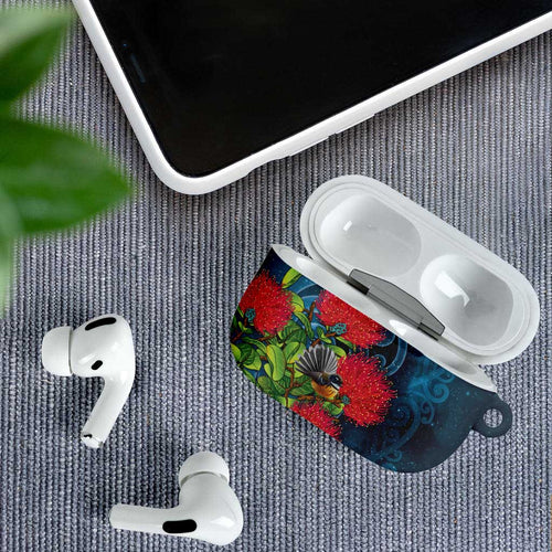 New Zealand Matariki Piwakawaka AirPods Case Maori Koru With Pohutukawa Flowers