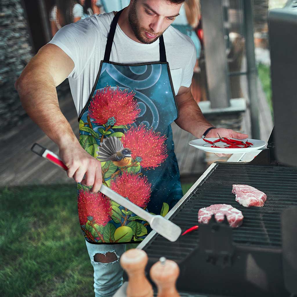 New Zealand Matariki Piwakawaka Apron Maori Koru With Pohutukawa Flowers