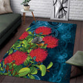 New Zealand Matariki Piwakawaka Area Rug Maori Koru With Pohutukawa Flowers