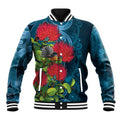 New Zealand Matariki Piwakawaka Baseball Jacket Maori Koru With Pohutukawa Flowers