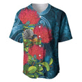 New Zealand Matariki Piwakawaka Baseball Jersey Maori Koru With Pohutukawa Flowers
