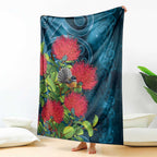 New Zealand Matariki Piwakawaka Blanket Maori Koru With Pohutukawa Flowers