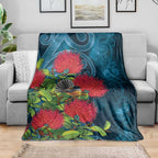New Zealand Matariki Piwakawaka Blanket Maori Koru With Pohutukawa Flowers