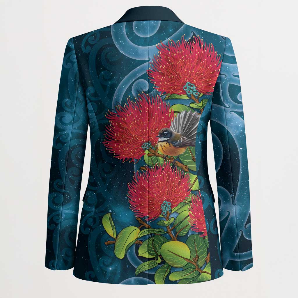 New Zealand Matariki Piwakawaka Blazer Maori Koru With Pohutukawa Flowers