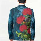 New Zealand Matariki Piwakawaka Blazer Maori Koru With Pohutukawa Flowers