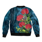 New Zealand Matariki Piwakawaka Bomber Jacket Maori Koru With Pohutukawa Flowers