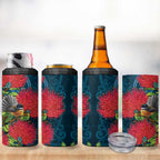 New Zealand Matariki Piwakawaka 4 in 1 Can Cooler Tumbler Maori Koru With Pohutukawa Flowers